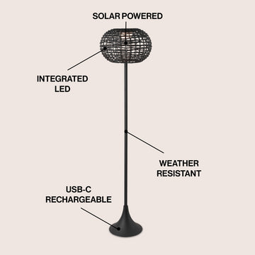 Jaemin 58" Modern Coastal Faux Rattan Integrated Indoor/Outdoor LED Solar Powered Floor Lamp
